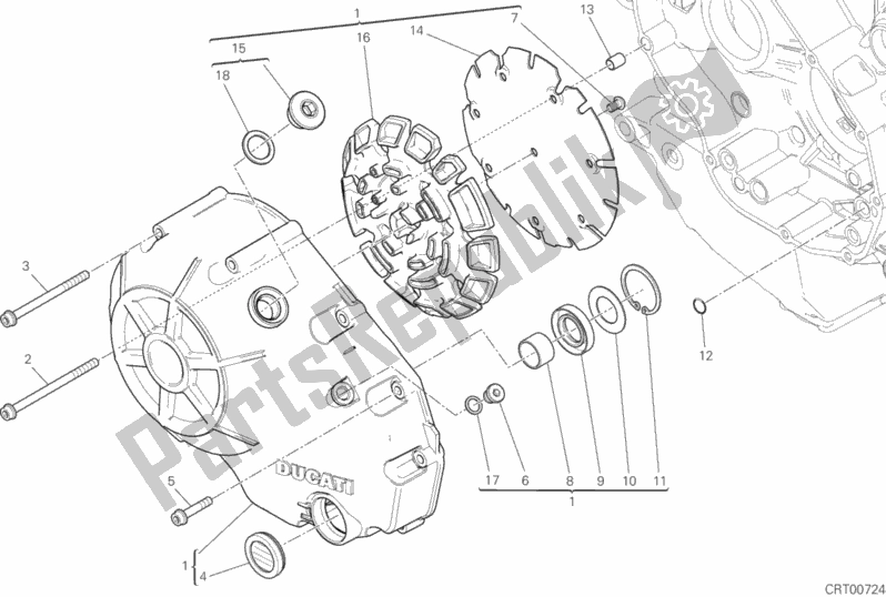 All parts for the Clutch Cover of the Ducati Diavel Xdiavel Sport Pack Brasil 1260 2018